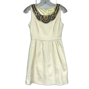 Francesca’s Cream Beaded Sleeveless Cocktail Tea Dress Size Small